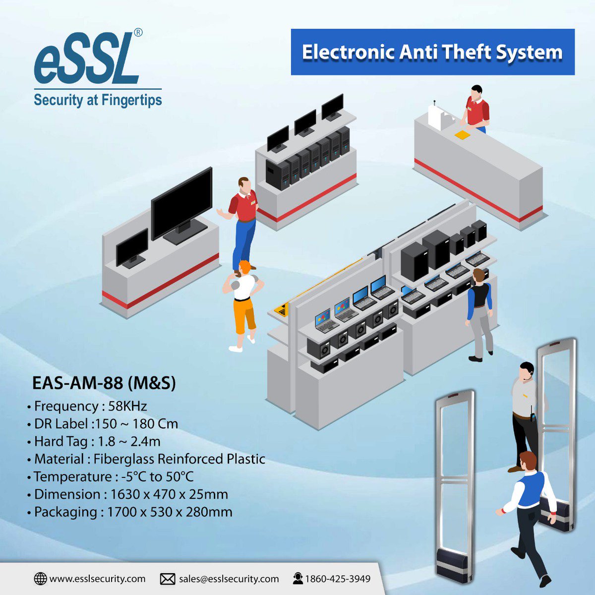 eSSLbangalore's tweet image. Businesses in the retail sector must anticipate shoplifters. EAS-AM-88 is made of high-quality fiberglass and compatible with AM tags and labels. Visit esslsecurity.com/contactus for more
#anti_theft #sensitivity #DSPTechnology #AMTags #labels #hardtag #biometrics #essl #security