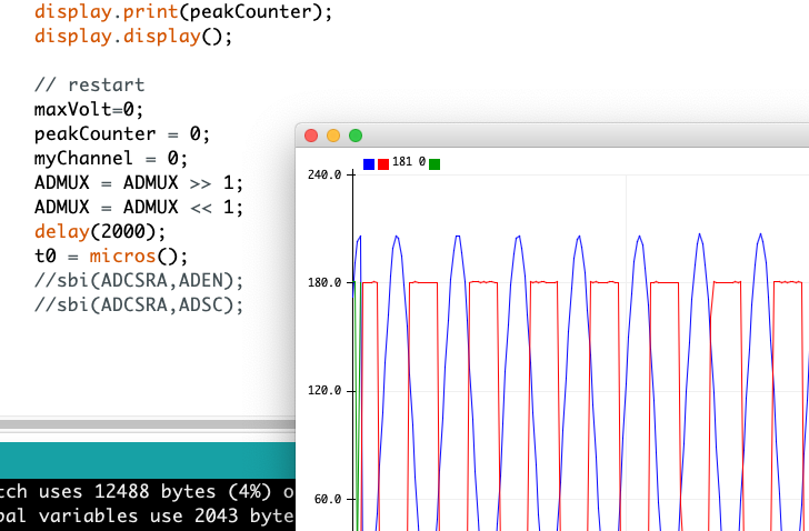 #DIY #ESR meter with #Arduino? Step 1, sampling on 2 channels, 10k samples/sec per channel. Not bad.