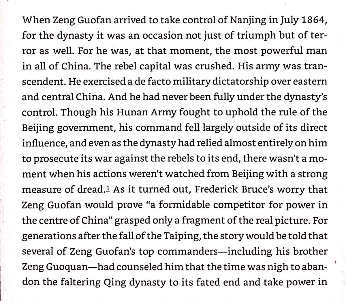 At the end of the war. Zeng Guofan was the most powerful man in China. His brother counseled him to topple the Qing and proclaim himself emperor. He remained loyal to the Qing dynasty and the Empress Dowager.