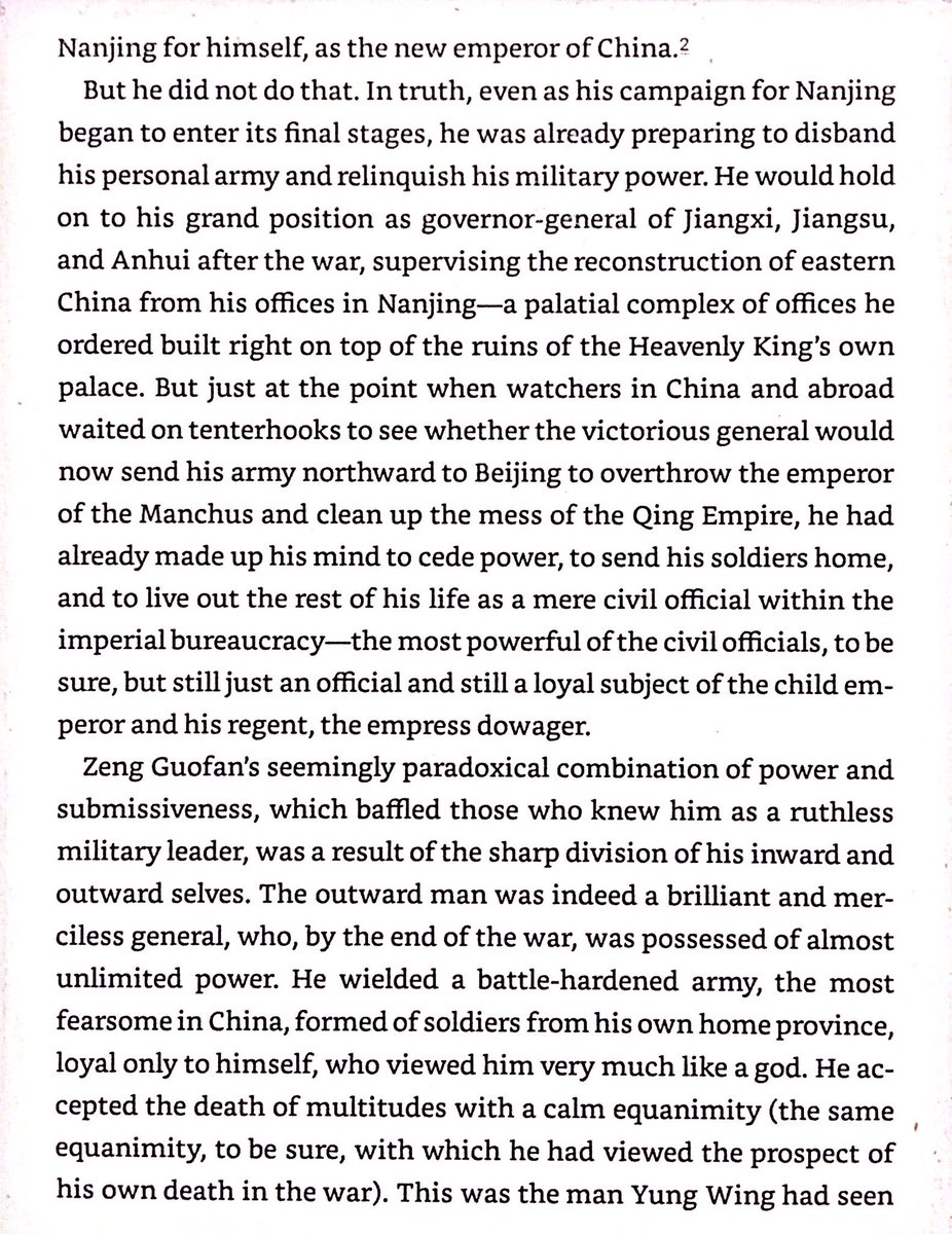 At the end of the war. Zeng Guofan was the most powerful man in China. His brother counseled him to topple the Qing and proclaim himself emperor. He remained loyal to the Qing dynasty and the Empress Dowager.