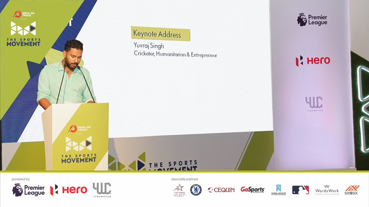 "Impacting communities is really at the heart of what sports can do and why sports is good. I have the ethics of sports in my blood which enabled me to fight against all odds, and this attitude clubbed with building capabilities must be shared."- <a href="/YUVSTRONG12/">Yuvraj Singh</a> #TheSportsMovement