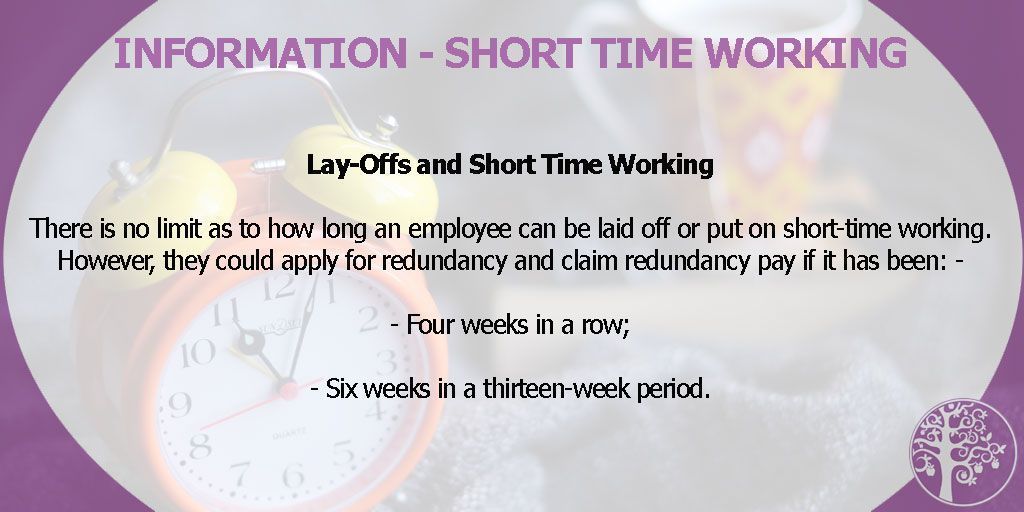 jemmafairhay's tweet photo. #LayOffs and #ShortTimeWorking
There is no limit as to how long an employee can be laid off or put on short-time working. However, they could apply for redundancy and claim redundancy pay if it has been: -
- Four weeks in a row;
- Six weeks in a thirteen-week period. https://t.co/A7yXYSCXWV