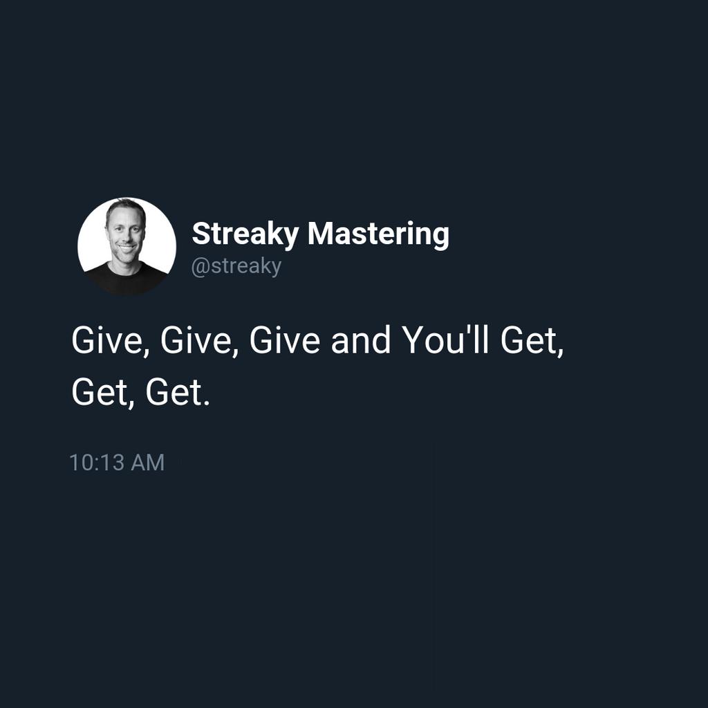 StreakyAcademy's tweet image. Get In The Flow Of Giving and Receiving.

#masteringtips #audioengineertip #mastering #mixing #music #masteringstudio #audioengineer #sound #streakymastering #quote #masteringtip #mixingandmastering #masteringguru
