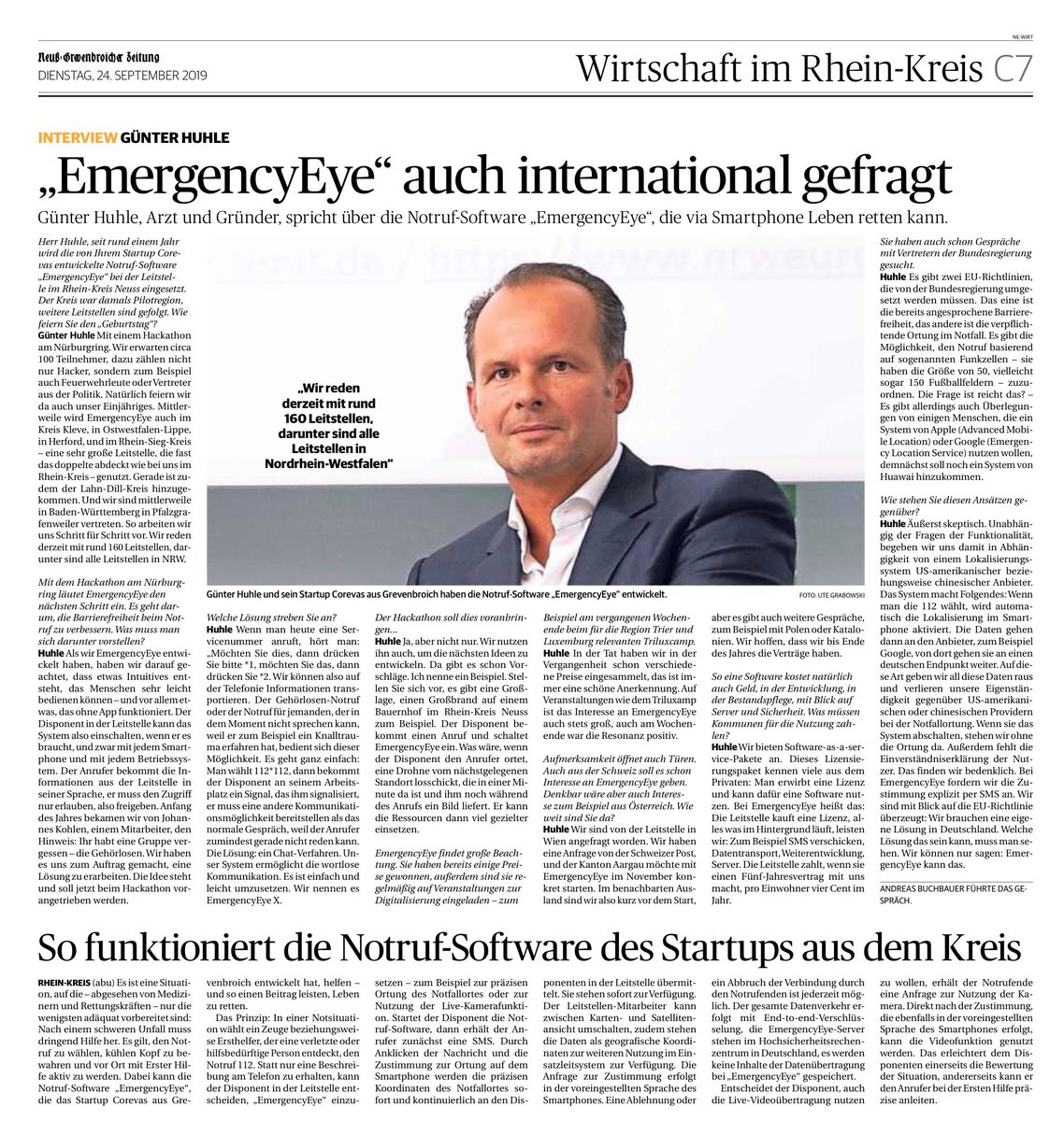 Klasse Artikel in der Zeitung. Must read! Gestern in Berlin beim <a href="/Paritaet/">Der Paritätische</a> heute in der NGZ, morgen beim DRK in Simmerath und dann auf zum hackathonamring.com und finaler Sprint für den barrierefreien Notruf. Speed!