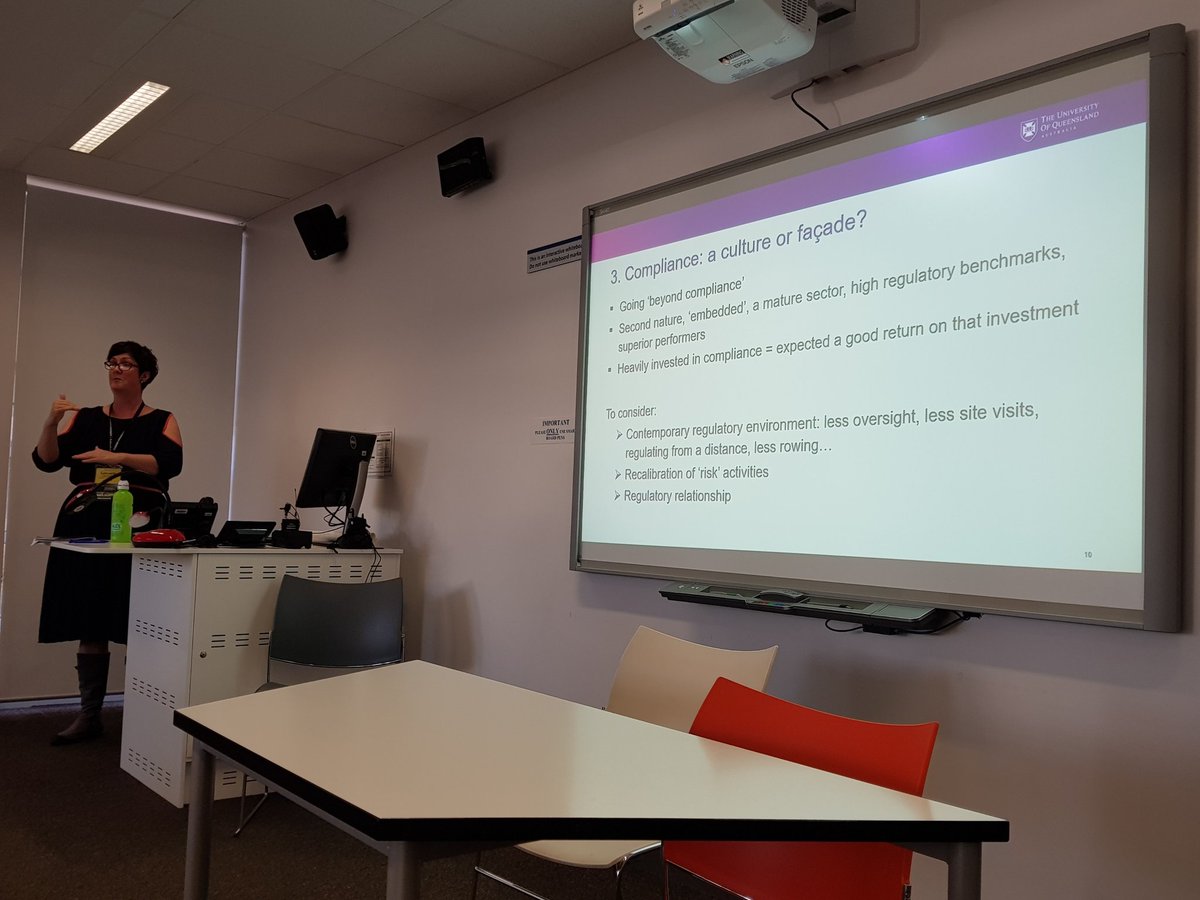 DrSophieYates's tweet image. Lorraine Cherney @POLSISEngage warns us not to underestimate the politics of gambling regulation in Queensland - regulatees build up 'regulatory capital' and 'regulatory smarts' #APSA2019