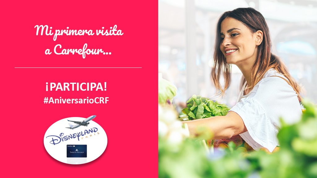 CarrefourES's tweet photo. 📣 ¡¡Participa en nuestro concurso #AniversarioCRF!! 📣

👉 Cuéntanos tu recuerdo de la primera vez que nos visitaste
👉 Utiliza siempre el #AniversarioCRF
👉 Etiqueta a un amigo 
👉 Regalamos 100 tarjetas regalo Carrefour y 1 viaje a #Disneyland

BBLL 👉 https://t.co/YYDs3cpwoy https://t.co/XQ5JZEAY37