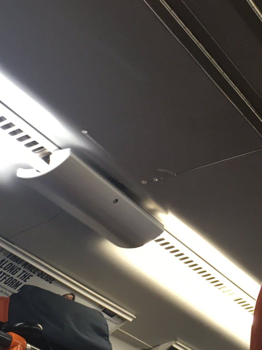 LAGribble's tweet photo. @SW_Railway FYI: We have a leaky roof on the 08:17 out of Epsom to London Waterloo. It’s dripping from two sections on to several seats 😕 https://t.co/qghgu3p5KD