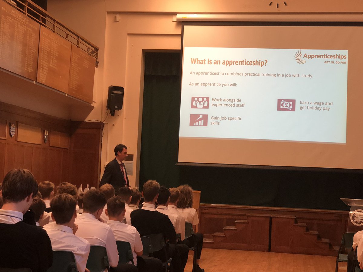 Mr Hamshaw telling Y11 all about careers in assembly.