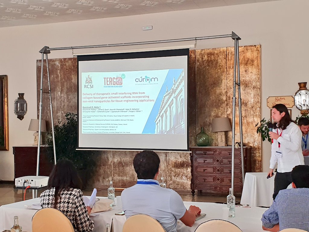 kategenoud's tweet photo. Another great morning at #Firm2019 with @domhnall_kelly presenting his work on silencing protein expression by delivering siRNA using novel non-viral delivery nanoparticles @FIRMSymposium @TissueEngDublin https://t.co/gEf8juIRGh