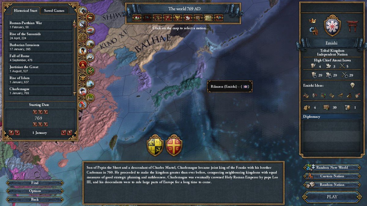 awak1180's tweet photo. #EU4 の #ExtendedTimeline MODの日本史まわりが更新されたと聞いて、ちょっと確認。ところどころ気になる点もあるが(やたらとデカい毛野とか木曽殿カットとか)、海外発でもこれだけのものを出してくるのは凄いと思った。 https://t.co/P2Wlu3B65l