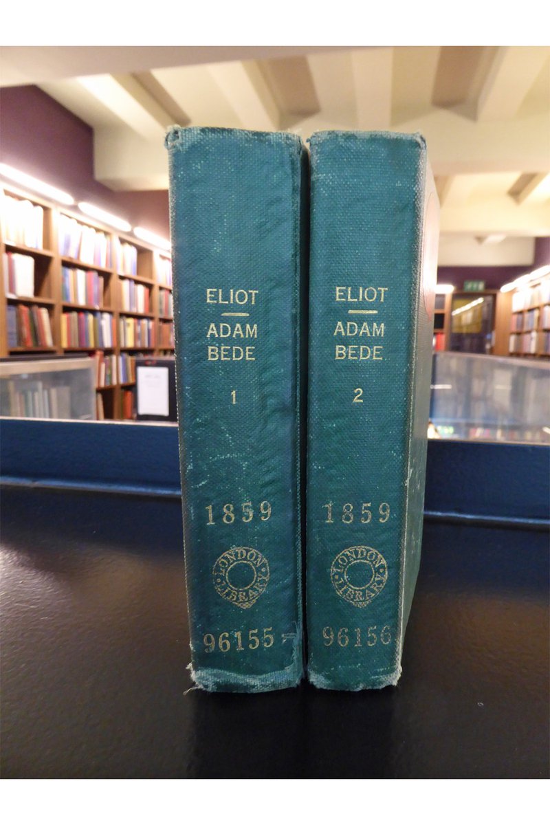 TheLondonLib's tweet image. For #BannedBooksWeek, here&apos;s our 1859 copy of #GeorgeEliot&apos;s first novel, &quot;Adam Bede&quot;, banned by the then hugely popular Mudie&apos;s circulating libraries as &quot;The vile outpourings of a lewd woman&apos;s mind&quot;. 
#bitharsh