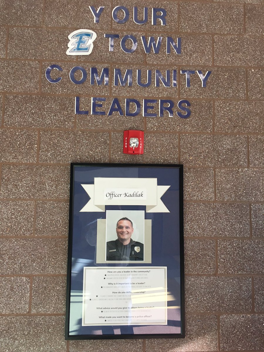 Bear Creeks first community leader.  EASD SRO - Officer Kadilak.  Beginning this year, students will be identifying a leader in the community.  This person is then interviewed and a picture taken.  Congratulations Officer Kadilak.  <a href="/BearCreekEtown/">Bear Creek School</a> <a href="/leaderinme/">The Leader in Me</a>