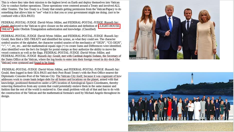 Thus the importance of the lighthouse in the photos at the G7. Thumbs up. Melania dressed so beautifully as always with a silver belt, indicating prior Vatican banking laws are null & void.