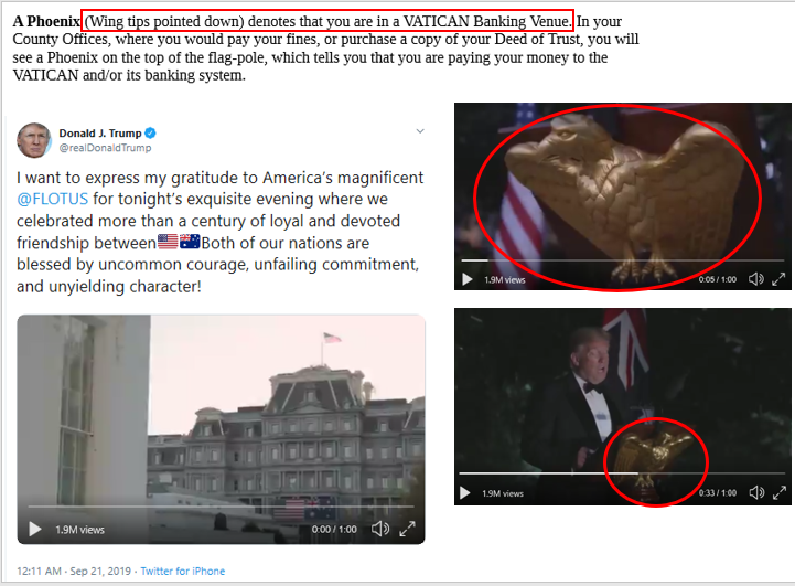 Wing tip down was an indication of Vatican banking. Under the current rule therefore, this symbolizes the new laws are in effect and we are Slaves No More!