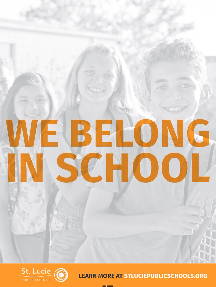 1SLPS's tweet photo. Going to School Every Day Matters for Success in School and Life - We all Belong in School! #AttendanceMatters #WeBelongInSchool  #StLucieStrong https://t.co/KK46lofAGj
