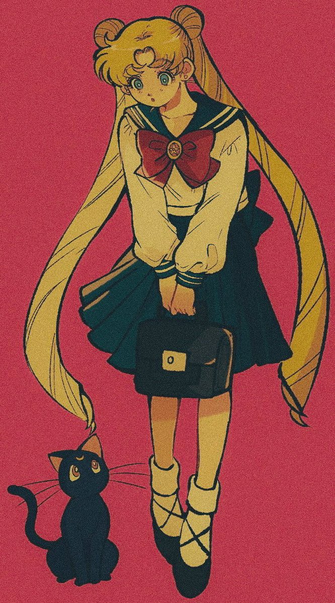 tsukino usagi 1girl long hair skirt blonde hair cat school uniform double bun  illustration images
