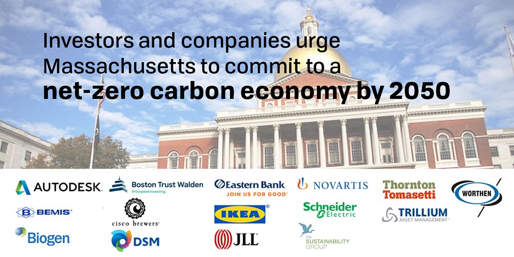 CeresNews's tweet photo. Major Massachusetts investors &amp; companies are urging the Commonwealth to commit to a net-zero carbon economy by 2050 to help mitigate the economic risks of #climate inaction. #mapoli #MACleanFuture 
https://t.co/gZs6ioIxkZ https://t.co/HFKtFkZtej