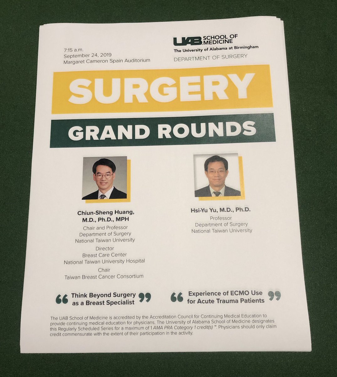 DChu80's tweet photo. @UABSurgery honored to host #NTU #ChairofSurgery Dr. Chiun-Sheng Huang & National Taiwan University surgeons to @cityofbhamal @UABSOM - their 1-week schedule: @VUMCSurgRes @uabmedicine @AsianAcadSurg #SAAS2019 @MGHSurgery great partnerships ahead! @herbchen @gpyangmd @HKrontiras https://t.co/6xpobh0aqw
