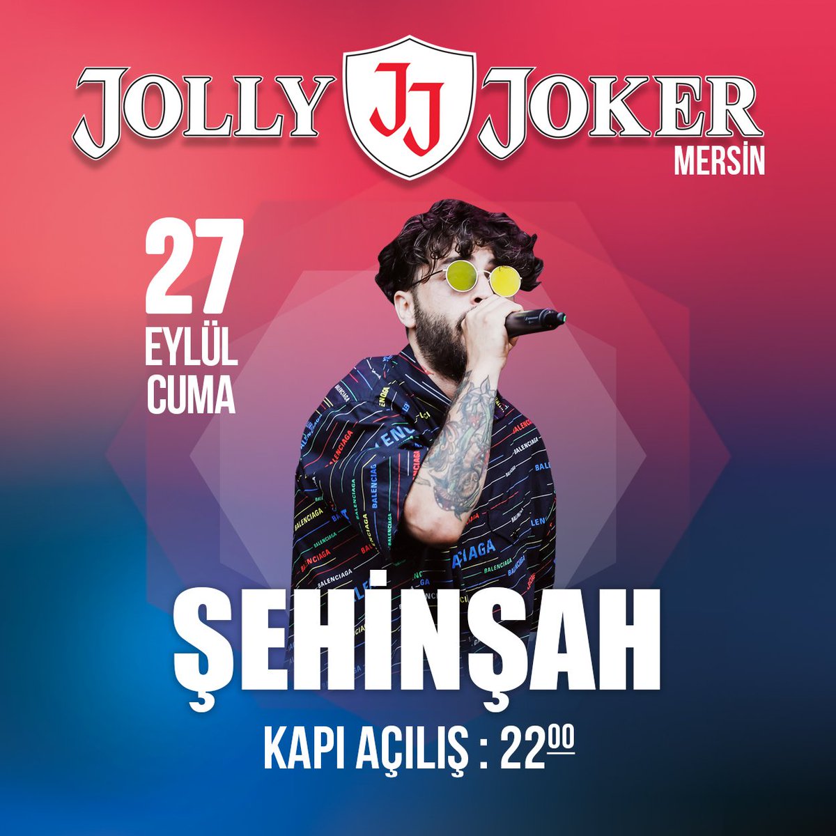27 Eylül Cuma <a href="/sehinsahakahs/">Şehinşah</a> <a href="/jjmersin/">Jolly Joker Mersin</a> sahnesinde. Kapı açılışı 22:00 Bilgi için: 0545 652 20 20 - 0546 652 20 20