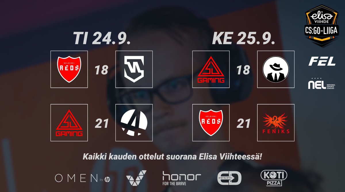 Elisa Viihde CS:GO-liigan alkuviikon ottelut:

TI
18: @HelsinkiREDS – <a href="/MenaceGG_fi/">MenaceGG</a>
21: @SJGamingGG – ajuri

KE
18: SJ – Cosa Nostra
21: HREDS – @FeniksEsports

KAIKKI matsit Elisa Viihteessä! 👊

#csliiga #elisacsgo #csgofi #esportsfi <a href="/ElisaEsports/">Elisa Esports</a> <a href="/ViihdeSport/">Elisa Viihde Sport</a>