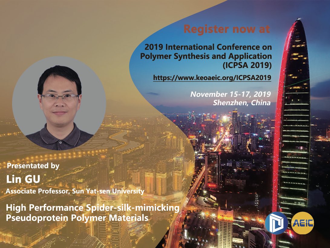Welcome Prof Lin Gu join us as the #keynotespeaker!
2019 International Conference on #Polymer #Synthesis and #Application 
#ICPSA2019 
📍Shenzhen,China
keoaeic.org/ICPSA2019e-mail: alexyao@keoaeic.comphone&amp;wechat&amp;whatsapp:
+86-13922387702#高分子 #材料 #深圳 #学术会议