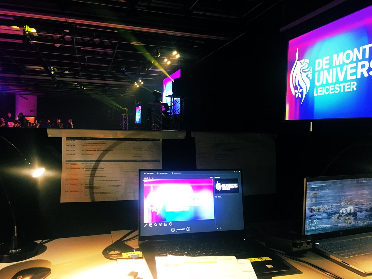 haglobalmd's tweet photo. Doors open on @dmuleicester #WelcomeShow #Matriculation produced by @thegreateagle for the fifth yr. 6 shows 2 days, really enjoy our tech production on this one. https://t.co/ccZ9XgLUbk