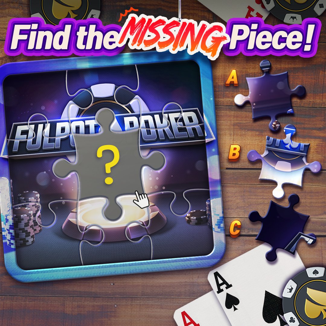 Fulpot's tweet photo. It's puzzle time!
Complete the puzzle with the last piece!
Come to our Facebook Page and solve the puzzle for the PRIZE!!
#fulpot #poker #texasholdem #holdem #casino #mobilegame #puzzle #quiz #answer #freebies #prize #winner https://t.co/CrtCZc6o6D