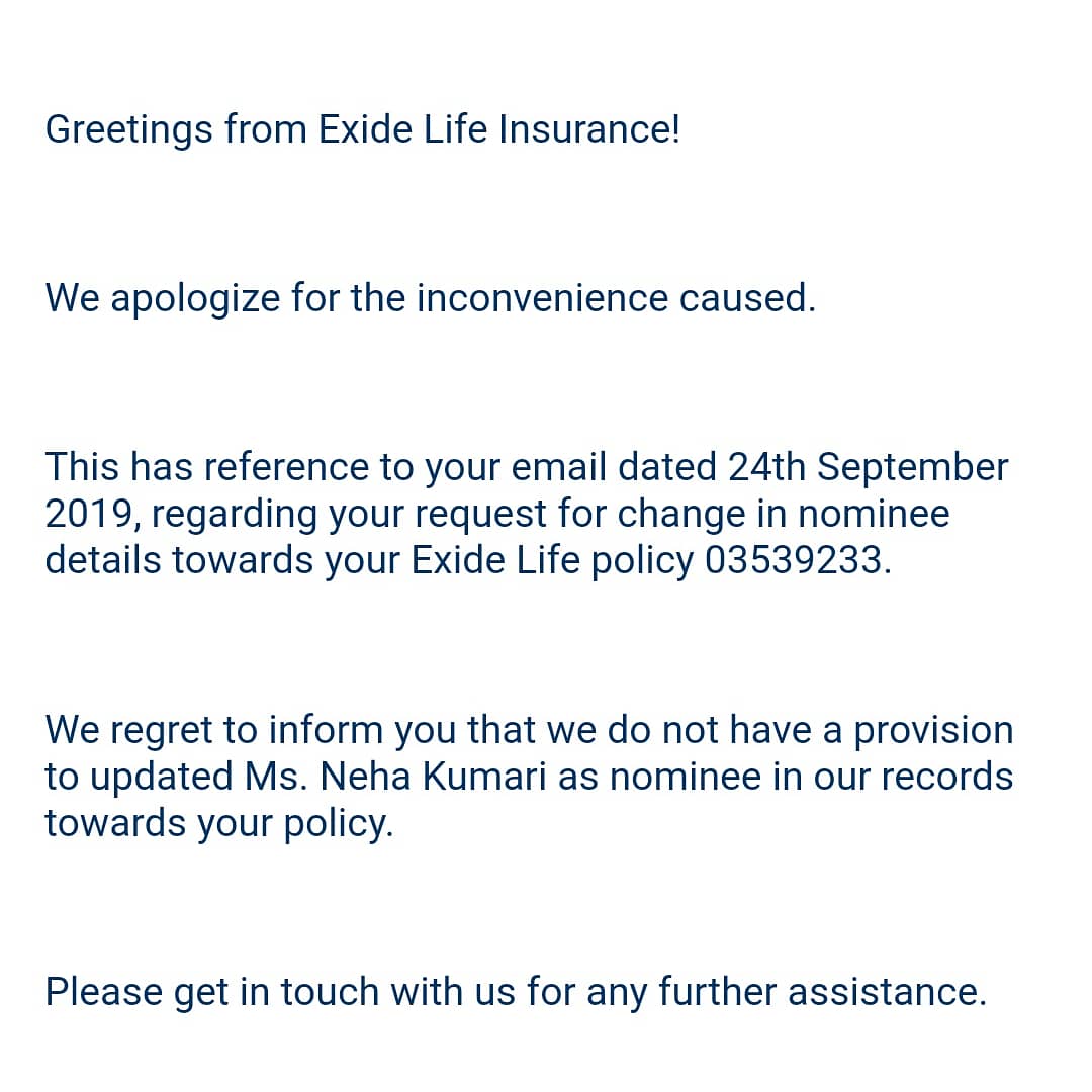 bobbypratap's tweet image. Exide Life insurance company agent manipulated my form. He filled wrong information about the nominee. I been requesting the company to change that nomination. Company is saying they don't have the provision. #exidelifeinsurance #ingvysya #LIC