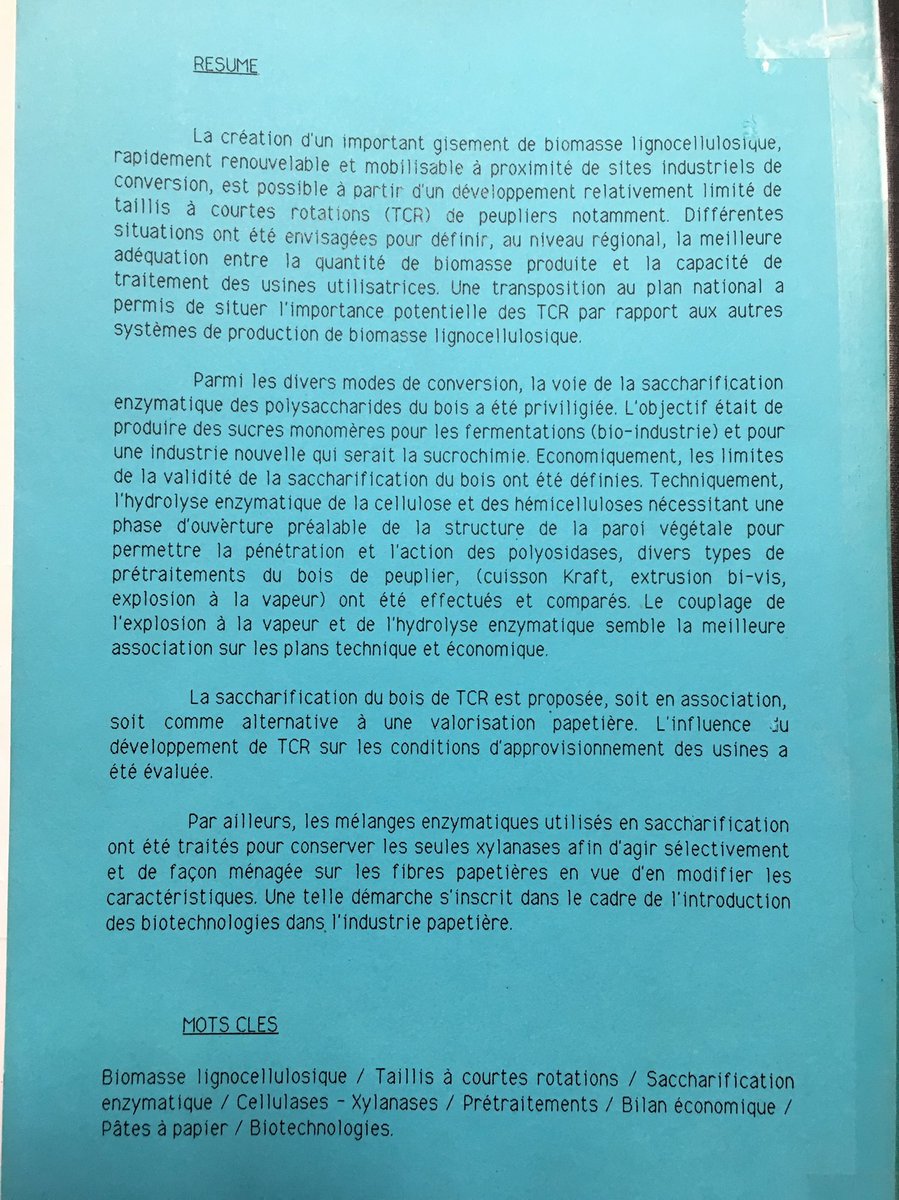 jmchauvet51's tweet photo. Déjà 32 ans: ma thèse sur la production de #sucres2G - comme on le dit aujourd’hui - ➡️#fermentationsindustrielles. #steamcracking + enzymes➡️ option retenue ... Peut-être une première usine 🇫🇷 dans les années à venir? ⁦@CermavDirection⁩ ⁦⁦@IFPENinnovation⁩ https://t.co/FRpuEolkum