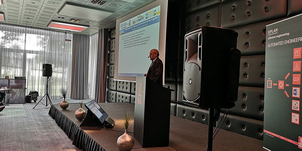 EPLAN_DE's tweet photo. Consistency from sales to production: With #Eplan Engineering Configuration, the fully automated production of series machines of batch size 1 succeeds. Klaus Peter Welsch, Sales- and IT- Manager at GEISS AG, now explains it live at #EEC19. https://t.co/D0fOulorhC