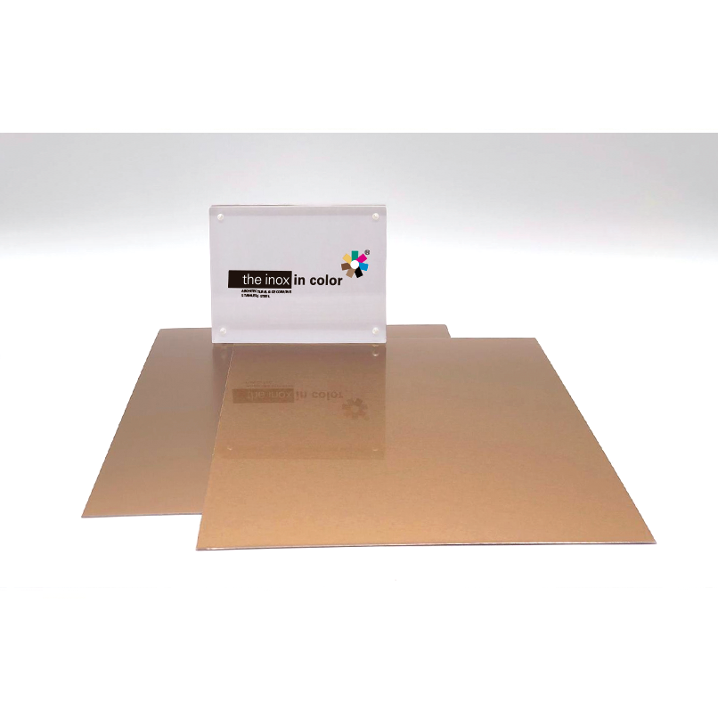 TheInoxinColor's tweet photo. OUR MATERIALS ➡ Cooper colored Stainless Steel (TIC) Vibration + NSP // Cooper colored Stainless Steel Bead Blasted + NSP #design #architecture #inox #art #back #theinoxincolor #material https://t.co/awU9MhNrbj