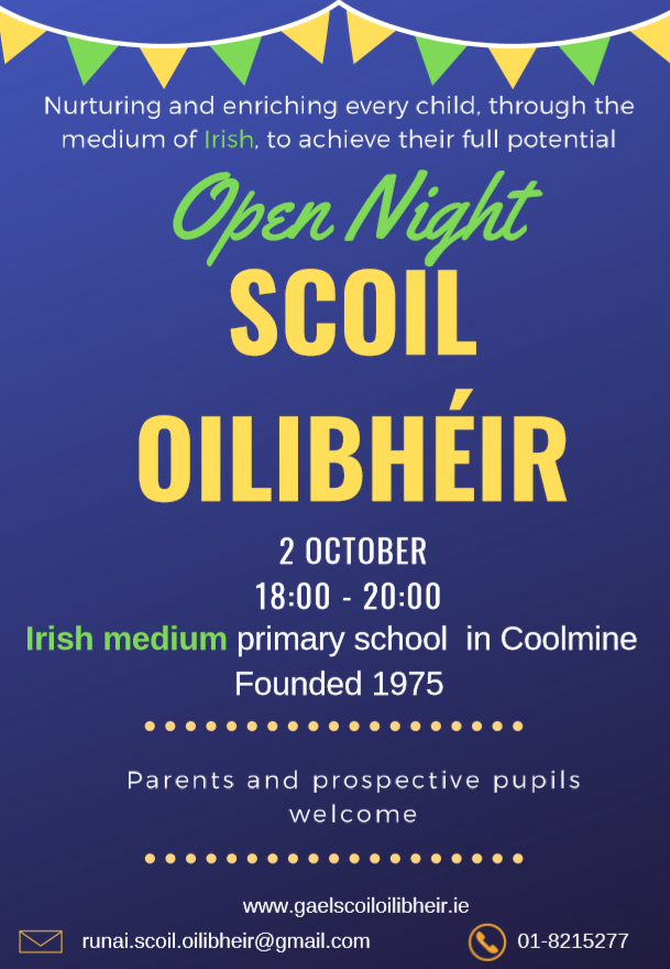 Scoil Oilibhéir (@scoiloilibheir) on Twitter photo Oíche Oscailte!
Open Night!!
gaelscoiloilibheir.ie
<a href="/AFPatrunachta/">An Foras Pátrúnachta</a> <a href="/Gaeloid/">Gaeloideachas</a> <a href="/fingallibraries/">Fingal County Libraries</a> <a href="/CnaG/">Conradh na Gaeilge ⭕️</a> <a href="/NaGaeilOga/">Na Gaeil Óga, CLG</a> Oíche Oscailte!
Open Night!!
gaelscoiloilibheir.ie
<a href="/AFPatrunachta/">An Foras Pátrúnachta</a> <a href="/Gaeloid/">Gaeloideachas</a> <a href="/fingallibraries/">Fingal County Libraries</a> <a href="/CnaG/">Conradh na Gaeilge ⭕️</a> <a href="/NaGaeilOga/">Na Gaeil Óga, CLG</a>