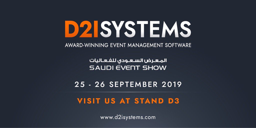 24hrs left till the <a href="/SaudiEventShow/">Saudi Event Show</a> opening!
Make sure you visit us  at Stand D3 to find out more about our engaging, award-winning event management systems.
bit.ly/D2iSytems13
#SaudiEventsShow #SaudiaArabia #Events #EventProfs