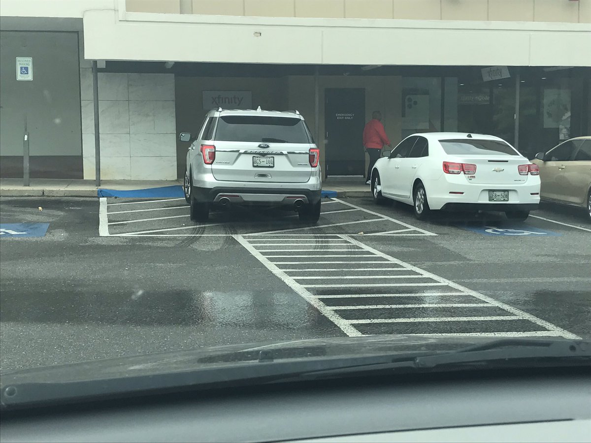 This #douchebag decided to block the whole wheelchair ramp. People like this need to burn in hell. #parkingfail #badparking