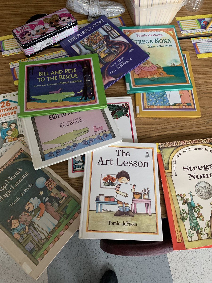 mrs_tapley's tweet photo. We started our first book club of the year! We will be reading various Tomie dePaola books as a whole group and in small groups! Thanks for the awesome introduction PowerPoint @aleciatalbot https://t.co/bosU7BxDdE