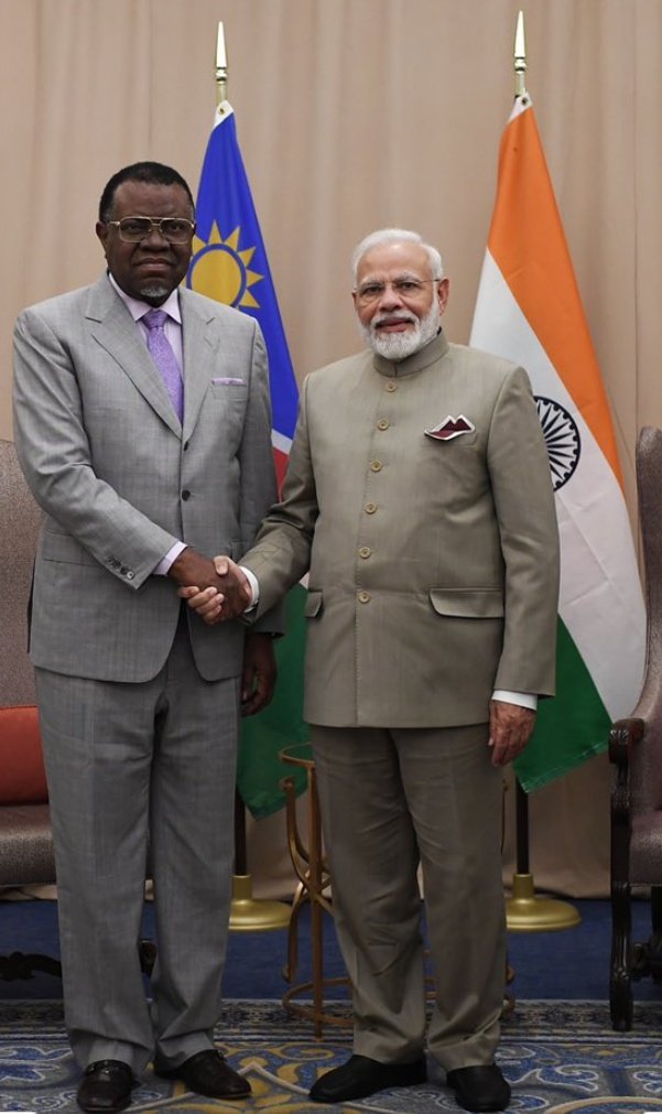 BITSEmbryoHyd's tweet photo. Enhancing friendship with Namibia

President Hage Geingob and PM #NarendraModiji had discussions on enhancing the bilateral relations between the two nations. This included improving economic partnership and trade facilities. https://t.co/EZfjSLZdfQ
