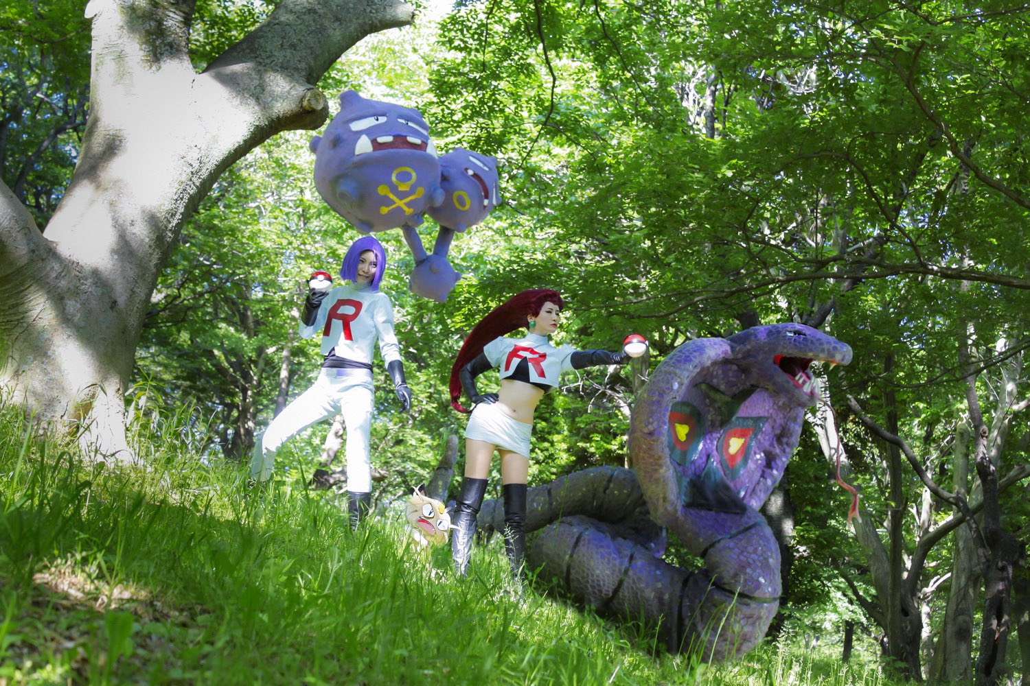 みづき ベヨ誕生祭 Cosplay ポケモン Pokemon ロケット団 今日も 元気な ラブリーチャーミーな敵役 ムサシ みづき コジロウ You ニャース ニャース アーボック アーボック マタドガス マタドガス ソーナンス ソーナンス Photo Special