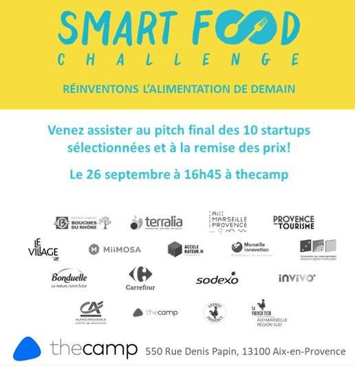 RDV jeudi à 16h45 @thecampProvence pour le pitch final du #smartfoodchallenge <a href="/departement13/">Département des Bouches-du-Rhône</a> <a href="/CapitalInnov/">Capital & Innovation</a> <a href="/LeVillagebyCAAP/">Le Village by CA Alpes Provence</a> <a href="/CA_alp_prov/">Crédit Agricole AP</a>  @ChefBasilNews <a href="/Telaquatwt/">Telaqua</a> <a href="/Ombreafr/">Ombrea</a> <a href="/MyFoodStoryORG/">MyFoodStory.ORG</a> <a href="/AnotherWay_13/">Anotherway</a> #stoquemarket #VGD #lesbocauxdemamie <a href="/Panjee_fr/">Panjee</a> <a href="/BeeLife_fr/">BeeLife</a>