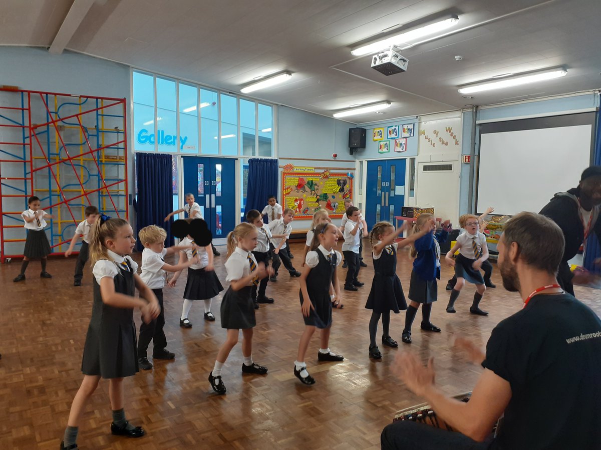 JamesBrindleyPS's tweet photo. Time for some African dancing now. Year 2 have a fun packed, music filled morning. They'll sleep tonight! #drumroots https://t.co/DfyumsRWa6