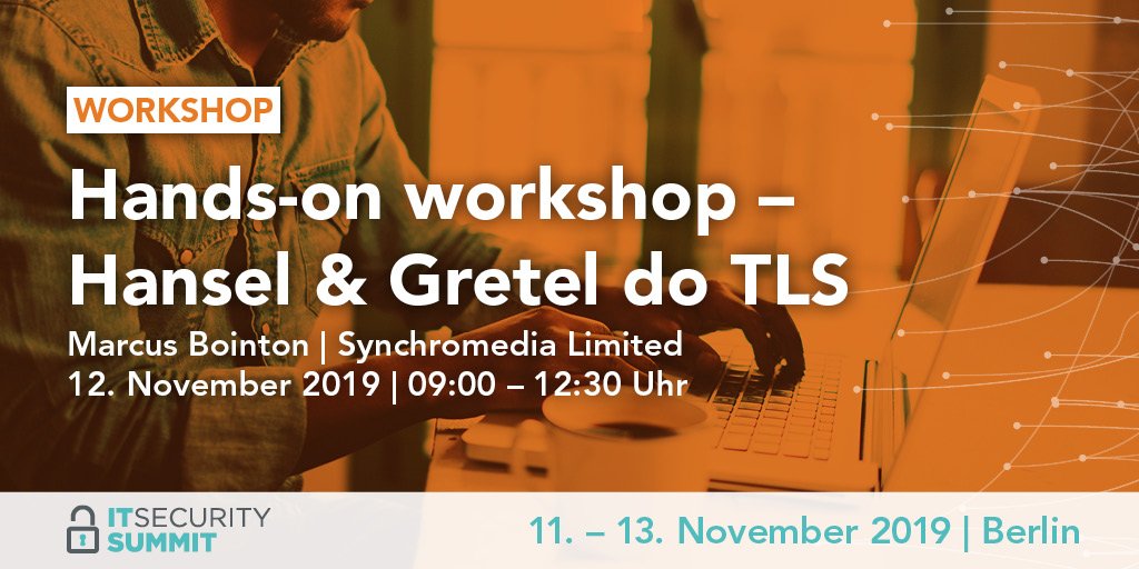 ITSecSummit's tweet image. 🛡️ #TLS, #OCSP, #ECDHE, #HSTS u.v.m. im Überblick: Im praxisnahen Workshop mit @SynchroM erfahrt Ihr alles zum Thema effektive Verschlüsselung. Welche Probleme löst TLS, wie funktioniert es und wo treten Sicherheitslücken auf? Lest hier mehr ➨ ow.ly/m5rd50wmbI5