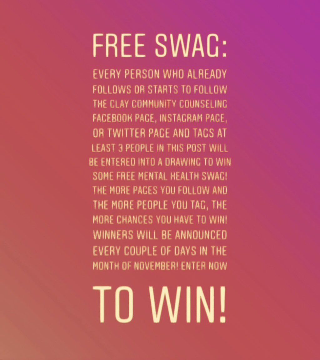 MichelleAtCCC's tweet photo. #free #swag #mentalhealth #freementalhealthswag #enternow #youcouldbethewinner #everyonelovesfree #nostringsattached #claycommunitycounseling #fun #contest #therabox #prizes https://t.co/Aq73AyW6Gr
