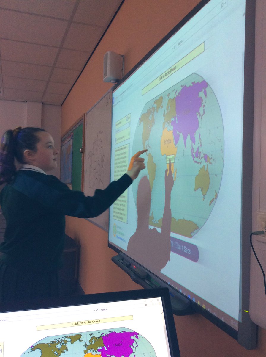 Stceciliasgeog's tweet photo. Geography is fun! 8 Faith testing their continents and oceans knowledge today in class. ๐@StCeciliasDerry #beatthetimer #interactivegame https://t.co/jTfd9reiLo