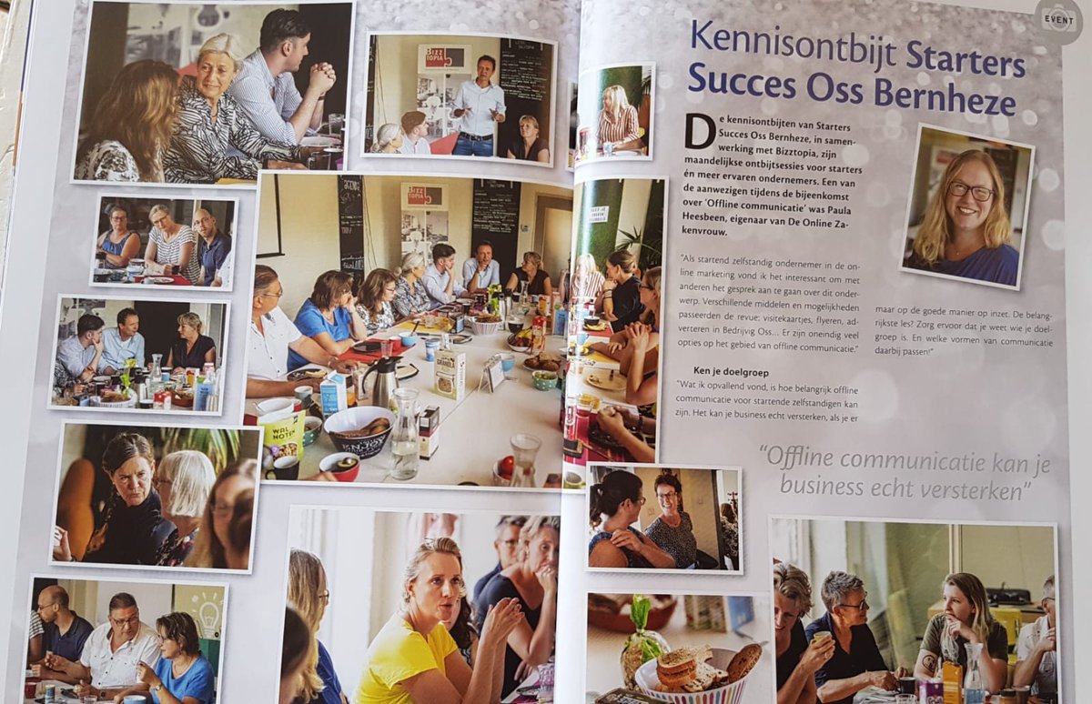 Hier zijn wij natuurlijk trots op! We staan met ons kennisontbijt in het @BedrijvigOssMag 😉Zoals je kunt zien, was het erg gezellig 👍 En het leuke is: morgen houden we weer kennisontbijt van 8.00 - 10.00 u. Kom jij ook?