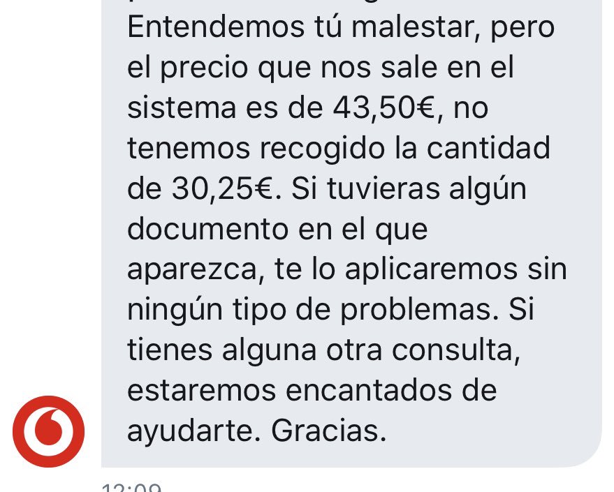 Gastonpez's tweet photo. @vodafone_es #estafan #engañan #timan te ofrecen unas condiciones de las cuales incluso recogen en una grabación y te cobran lo que a ellos les da la gana... se atreven en PM a preguntarte por pruebas... sois de coña!! https://t.co/HsjKhdl8Px