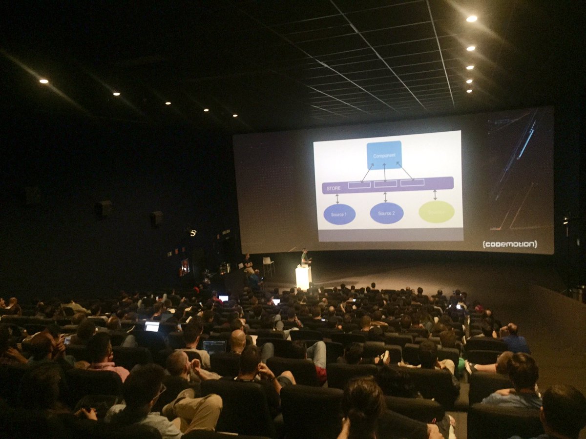 CodemoMadrid's tweet photo. Gracias a Manuel Maldonado que llena la sala 22 para su charla #FrontEnd sobre interfaces en tiempo real con #Redux y #Angular 🔥#CodemotionMadrid19 https://t.co/eGhkzEgbN9
