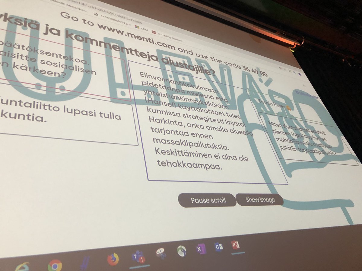 LapinYrittajat's tweet photo. Lapin kunta- ja aluekehityspäivien kommenttitaululla useampikin puheenvuoro perää PK-yritysten osallistumismahdollisuuksien perään: julkisten hankintojen keskittämisessä huomioitava aina vaikutukset alueen elinvoimaan!
#yrittäjät #innot #julkisethankinnat https://t.co/v95TMlSDcY