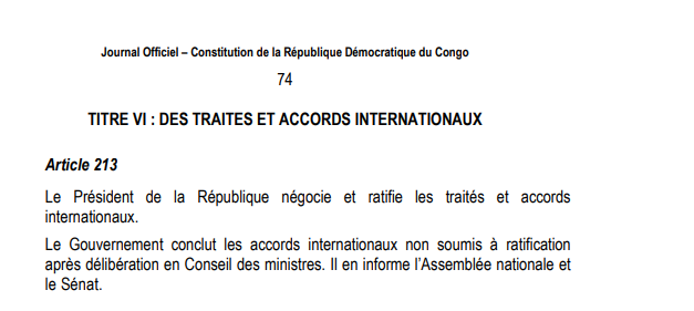 kinshasaweb's tweet photo. 🔁[A (re)lire] l'article 213📢🗣 Que dit‼️l '#Article213‼️ de la constitution de la #RDC #DRC ↔ DES TRAITES ET ACCORDS INTERNATIONAUX Le Président de la République négocie et ratifie les traités et accords
internationaux. @PrimatureRDC @Presidence_RDC @DiplomatieRdc @MinaffetRdc https://t.co/lwimLYs7Yp