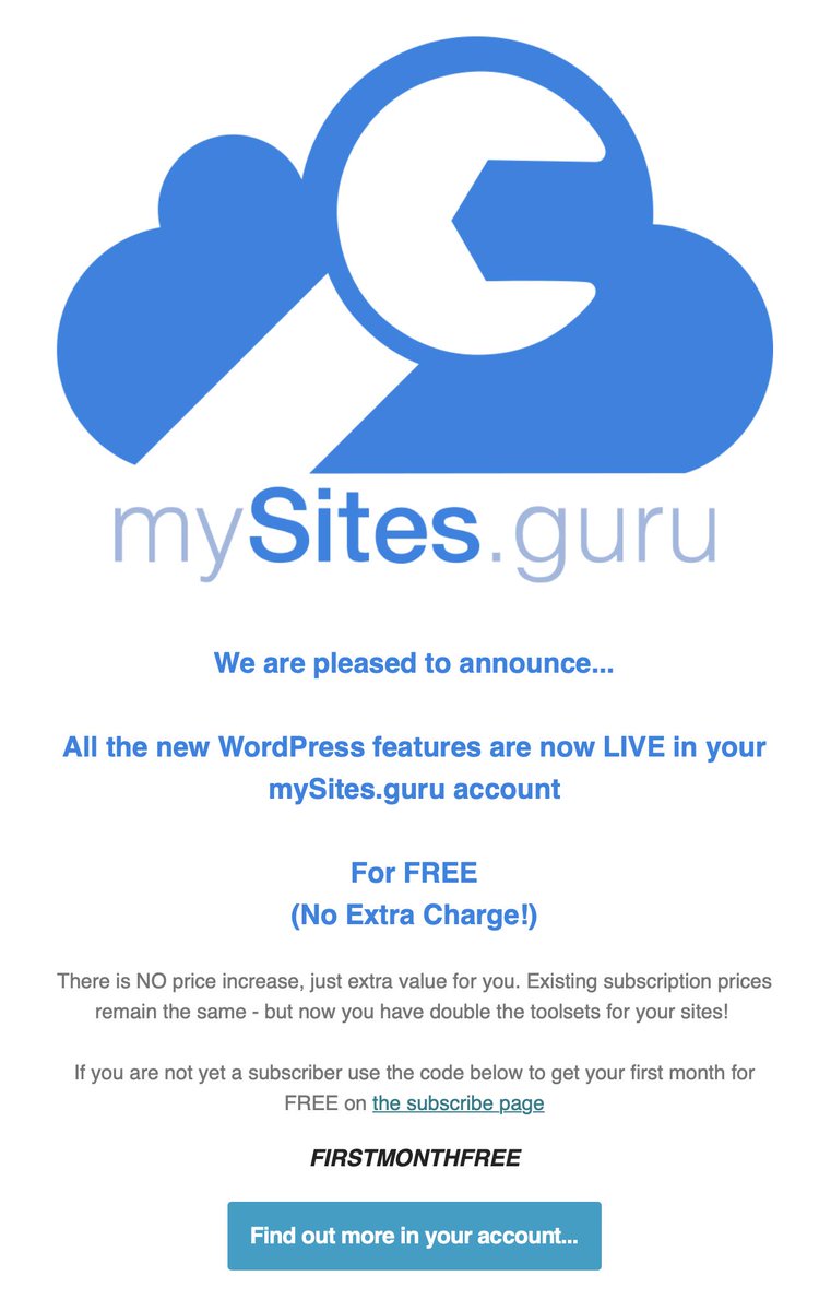 mywpguru's tweet image. All the new #WordPress features are now LIVE in your mySites.guru account - FOR FREE!! (No extra subscription charge/increase)