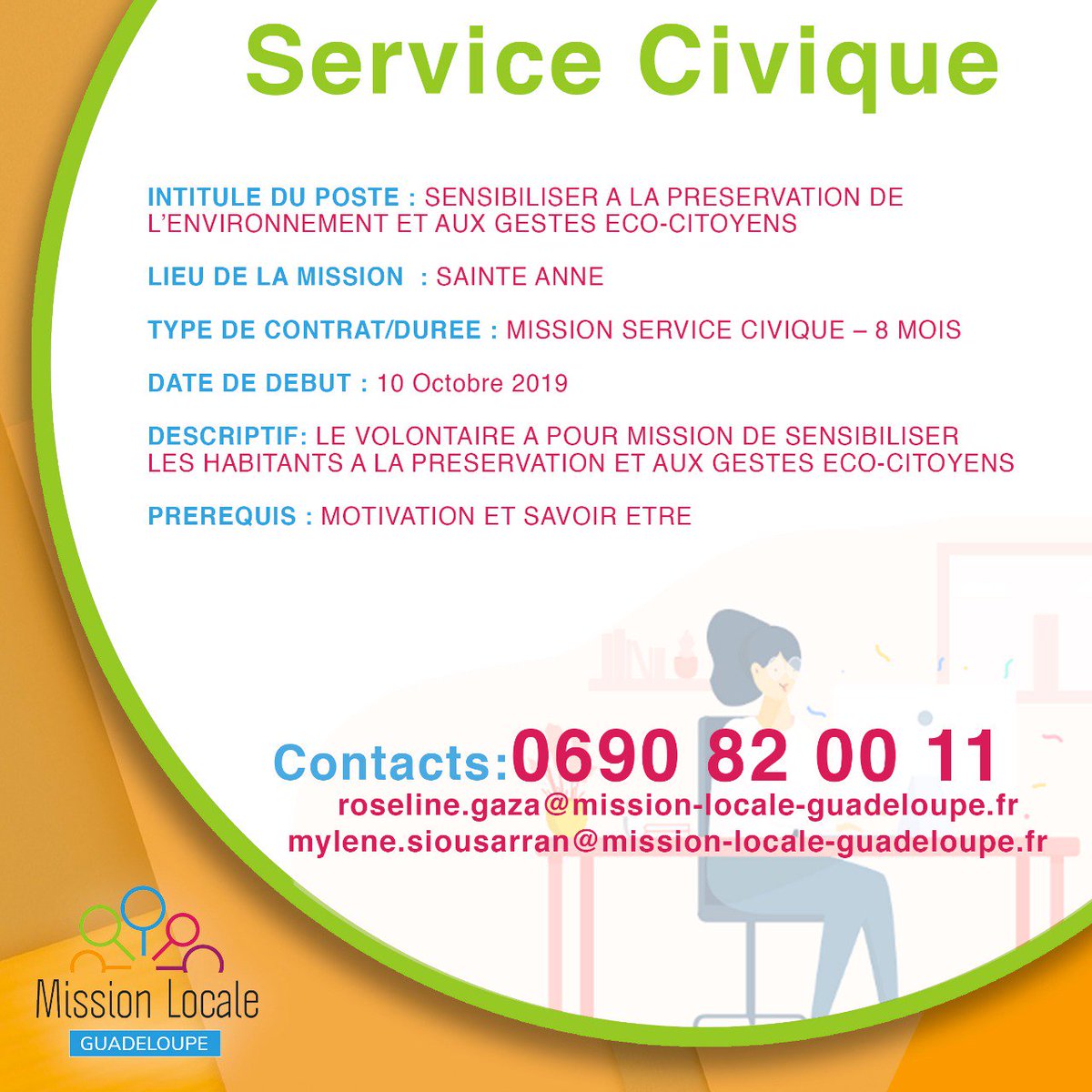 Mission Locale Guadeloupe On Twitter Une Nouvelle Offre De Service Civique Est Disponible Sur Notre Plate Forme N Hesitez Pas A Nous Contacter Pour Postuler Servicecivique Environnement Ecocitoyen 0590 82 00