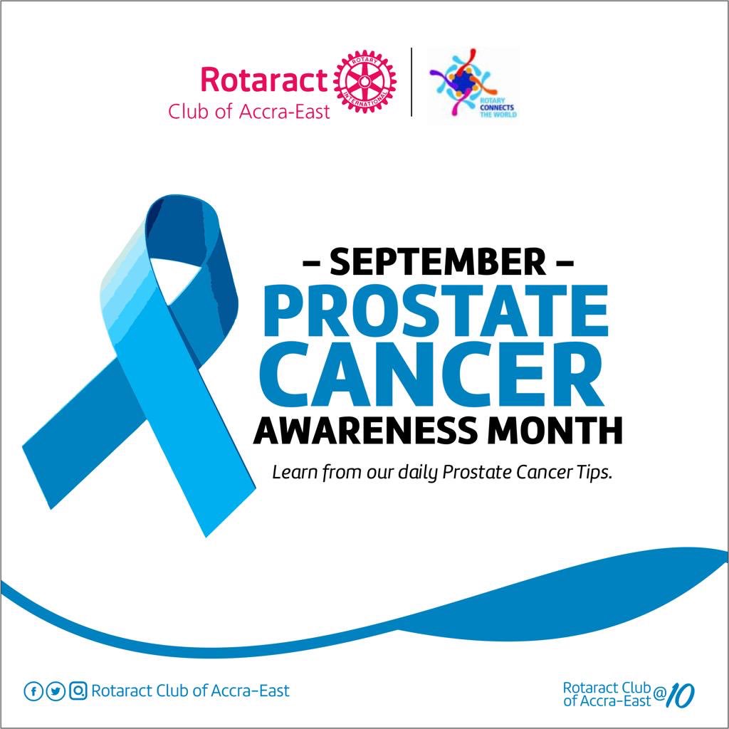 rocaccraeast's tweet photo. Accra-East Goes Blue Prostate Cancer Awareness. Prostate Cancer is a cancer that begins in the tissues of the prostate gland. 
WHO IS AT RISK? 
All men are at risk of having prostate cancer.                    
#ProstateCancerTips
#RotaractGhana
#RotaryConnectsTheWorld https://t.co/dML3BTUqBt